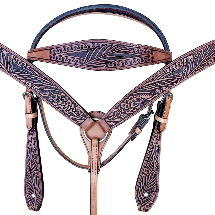 W. American Leather Hand Tooled H. Tk. Set Comfytack Tan by Hilason – Cowboy and equestrian accessories
