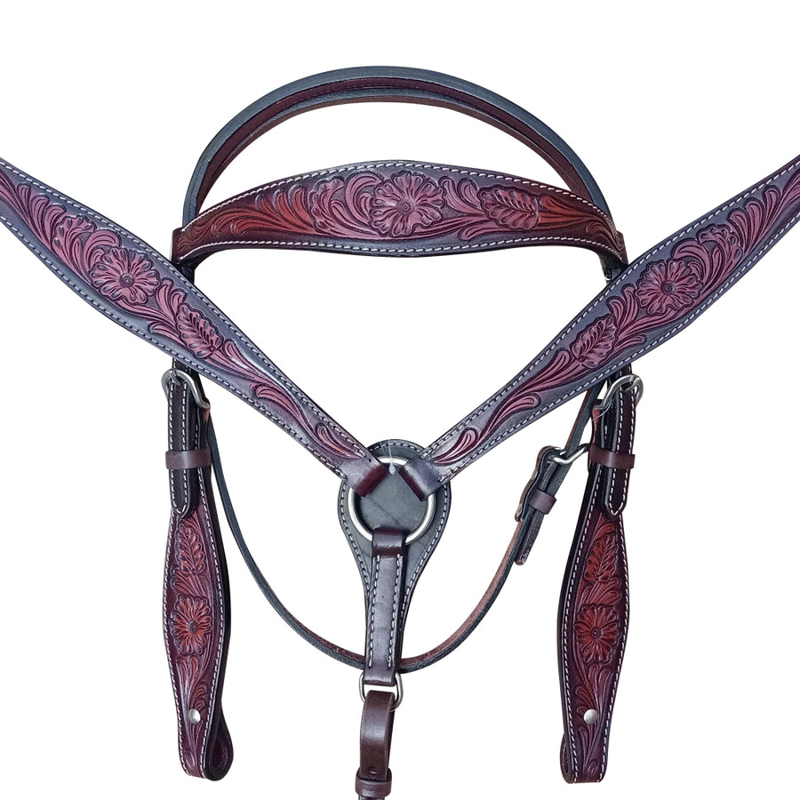 W. American Leather Hand Tooled H. Tk. Set Comfytack Brown by Hilason – Cowboy and equestrian accessories