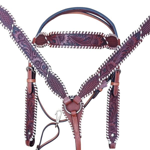 Western American Leather Hand Tooled Horse Tack Set Comfytack Brown ...