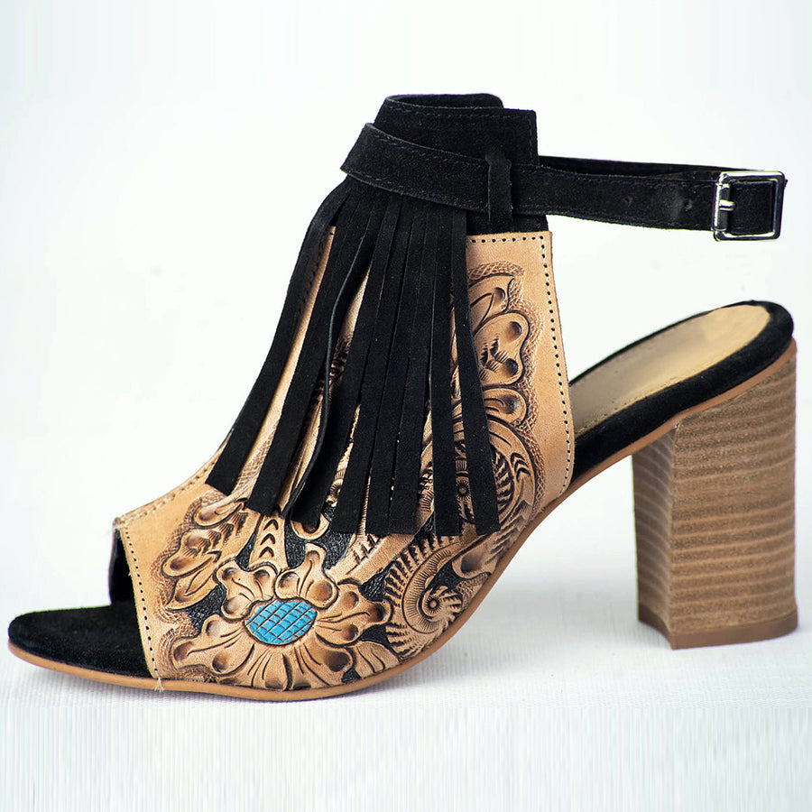 American Darling ADFT102 Hand tooled carved genuine leather sandal footwear flip flop - Hilason