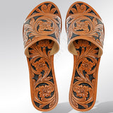 American Darling ADFT104 Hand tooled carved genuine leather sandal by Hilason – Cowboy and equestrian accessories