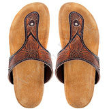 American Darling ADFT105 Hand tooled carved genuine leather sandal footwear flip flop - Uhorse