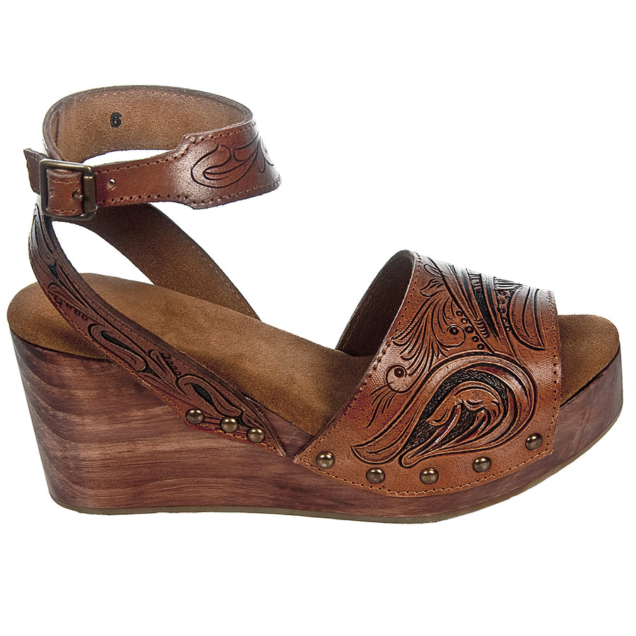 American Darling Adft101 Hand Tooled, Carved Genuine Leather Sandal Footwear Flip Flop | Tooled