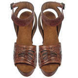 American Darling ADFT107 Hand tooled carved genuine leather sandal footwear flip flop
