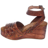 American Darling ADFT107 Hand tooled carved genuine leather sandal footwear flip flop