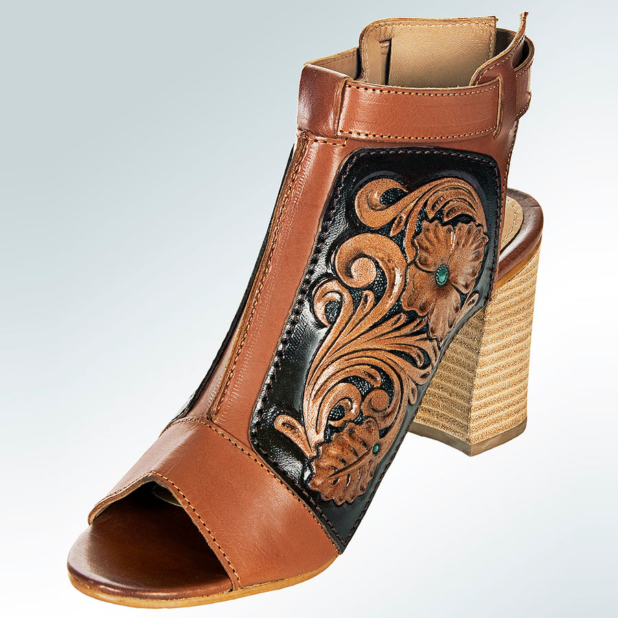 American Darling Adft115 Hand Tooled, Carved Genuine Leather Sandal Footwear Flip Flop | Tooled