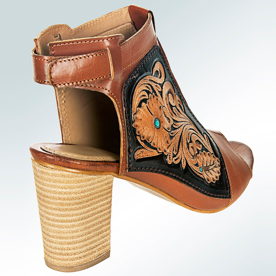 American Darling Adft115 Hand Tooled, Carved Genuine Leather Sandal Footwear Flip Flop | Tooled