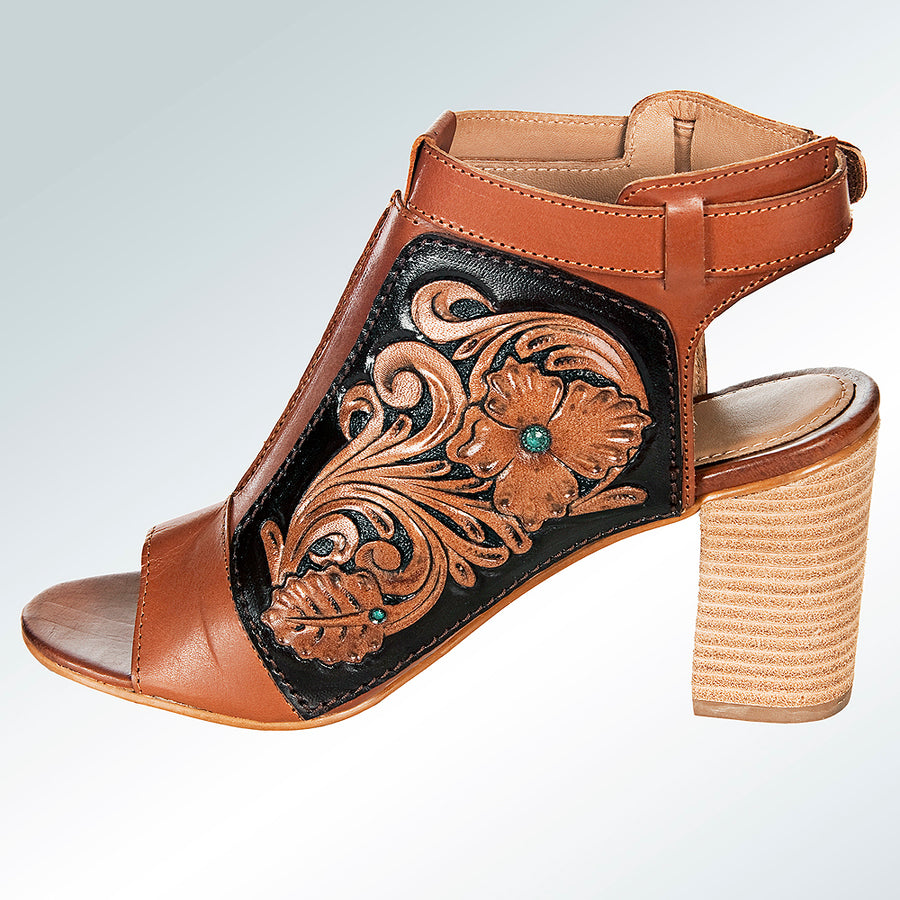American Darling Adft115 Hand Tooled, Carved Genuine Leather Sandal Footwear Flip Flop | Tooled