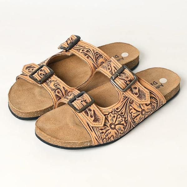 American Darling ADFT117 Hand tooled carved genuine leather sandal by Hilason – Cowboy and equestrian accessories