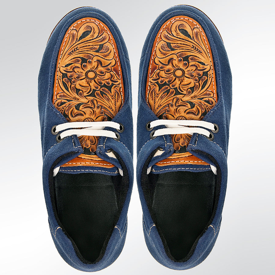 American Darling ADFT118 Hand tooled carved genuine leather trim lightweight shoe footwear slip on - Uhorse
