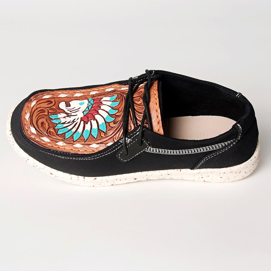 American Darling Hand tooled carved genuine leather trim lightweight shoe footwear slip on