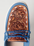 American Darling ADFT133BL4 Hand tooled carved genuine leather trim lightweight shoe footwear slip on