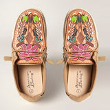 American Darling ADFT133BR2 Hand tooled carved genuine leather trim lightweight shoe footwear slip on - Uhorse