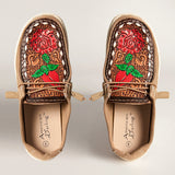 American Darling ADFT133BR12 Hand tooled carved genuine leather trim lightweight shoe footwear slip on - Uhorse