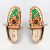 American Darling ADFT133GR7 Hand tooled carved genuine leather trim lightweight shoe footwear slip on - Uhorse