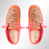 American Darling ADFT133NEPK11 Hand tooled carved genuine leather trim lightweight shoe footwear slip on - Uhorse