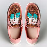 American Darling ADFT133PK3 Hand tooled carved genuine leather trim lightweight shoe footwear slip on - Uhorse