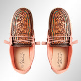 American Darling ADFT133PK9 Hand tooled carved genuine leather trim lightweight shoe footwear slip on - Uhorse