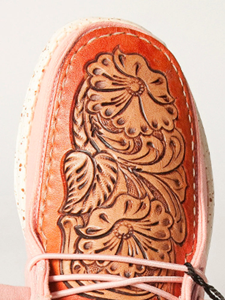 American Darling Hand tooled, carved genuine leather trim lightweight shoe footwear, slip on| Tooled Footwear