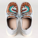 American Darling ADFT133SB1 Hand tooled carved genuine leather trim lightweight shoe footwear slip on - Uhorse