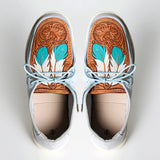 American Darling ADFT133SB3 Hand tooled carved genuine leather trim lightweight shoe footwear slip on - Uhorse