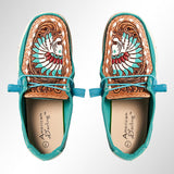 American Darling ADFT133TR1 Hand tooled carved genuine leather trim lightweight shoe footwear slip on - Uhorse