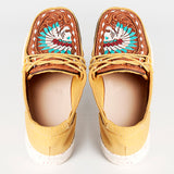 American Darling ADFT133YL1 Hand tooled carved genuine leather trim lightweight shoe footwear slip on