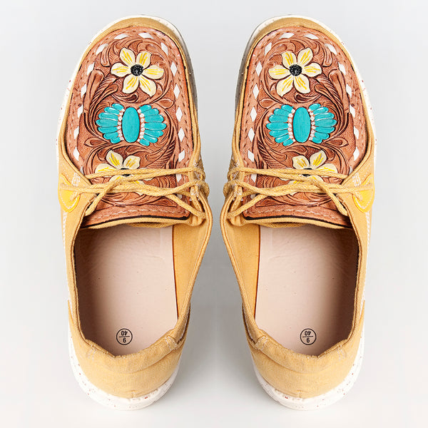 American Darling Floral Hand Curved Genuine leather shoe footwear slip on - Uhorse
