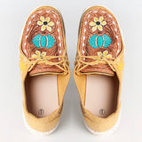 American Darling ADFT133YL5 Hand tooled carved genuine leather trim lightweight shoe footwear slip on - Uhorse