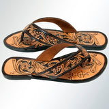 American Darling ADFTE101 Hand tooled carved genuine leather sandal footwear flip flop