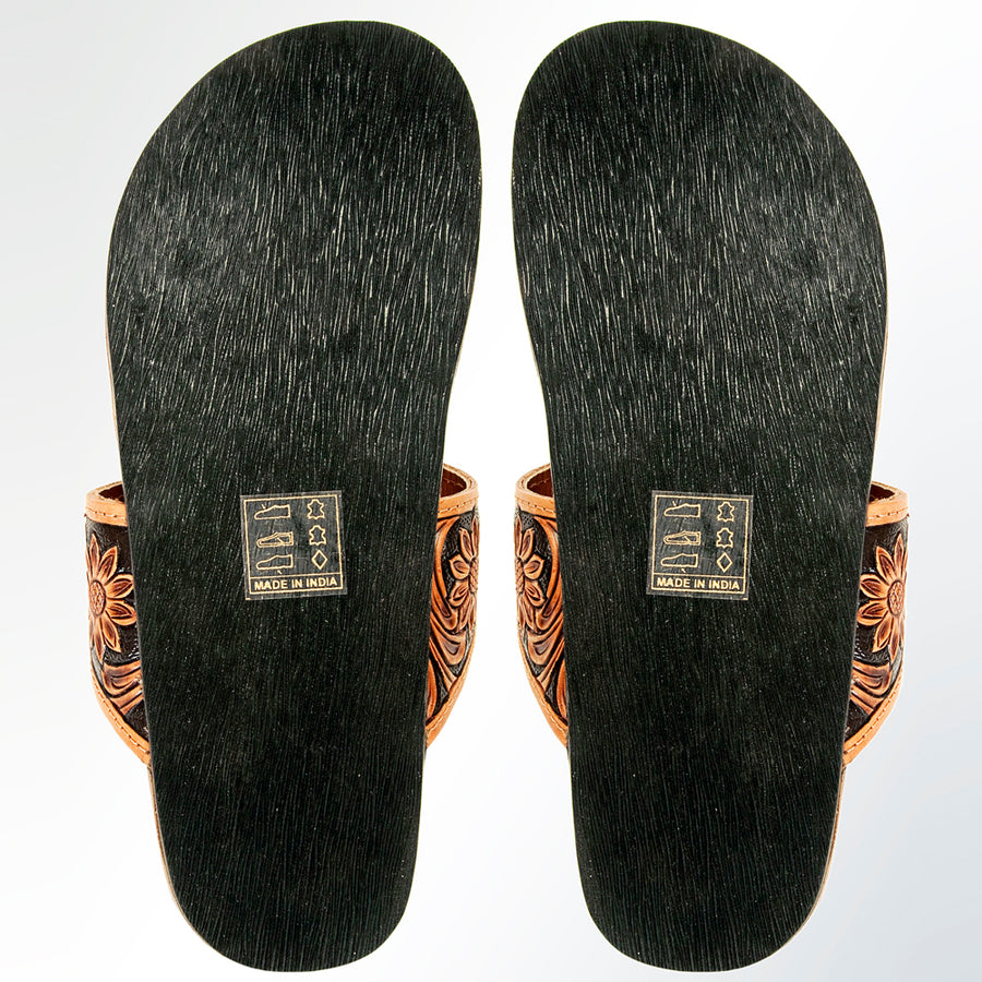 American Darling Hand Tooled, Carved Genuine Leather Sandal Footwear Flip Flop | Tooled
