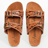 American Darling ADFTE103A Hand tooled carved genuine leather sandal footwear flip flop