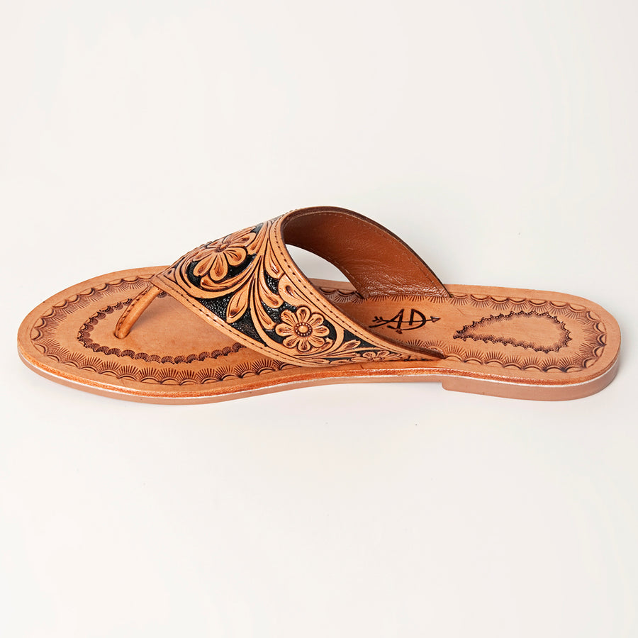 American Darling Hand Tooled, Carved Genuine Leather Sandal Footwear Flip Flop | Tooled