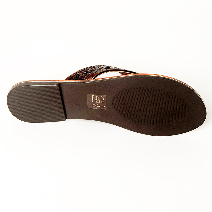 American Darling Hand Tooled, Carved Genuine Leather Sandal Footwear Flip Flop | Tooled