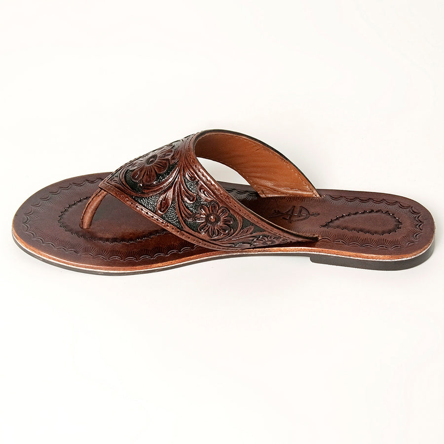 American Darling Hand Tooled, Carved Genuine Leather Sandal Footwear Flip Flop | Tooled