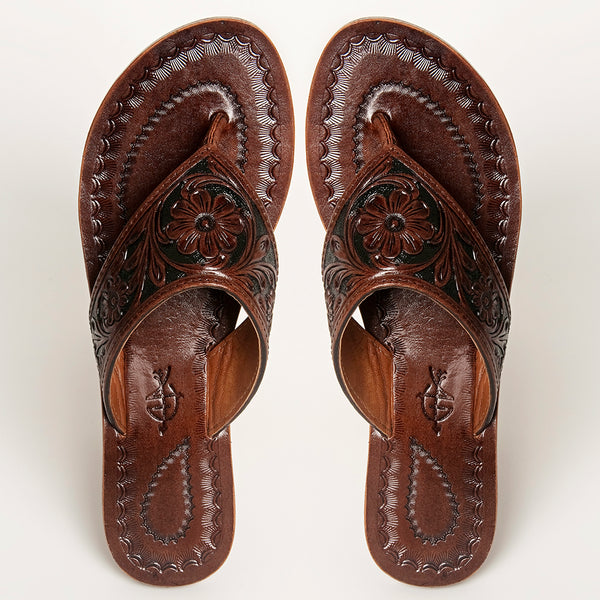 American Darling ADFTE104B Hand tooled carved genuine leather sandal by Hilason – Cowboy and equestrian accessories