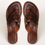 American Darling ADFTE104B Hand tooled carved genuine leather sandal footwear flip flop