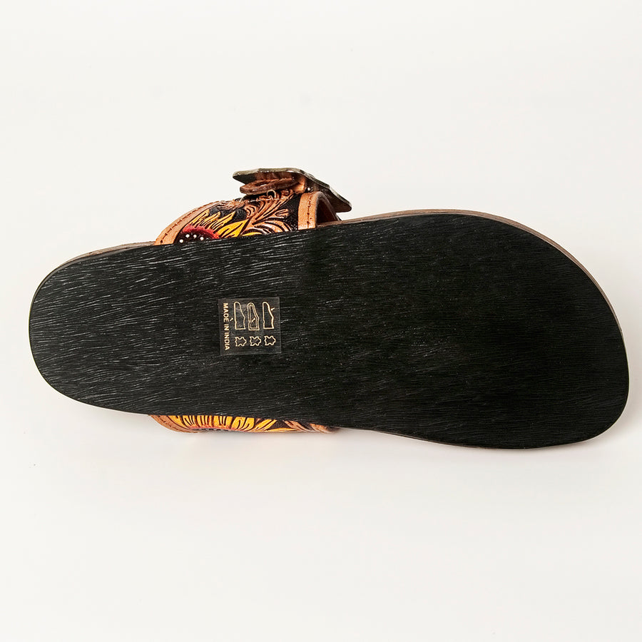 American Darling Hand Tooled, Carved Genuine Leather Sandal Footwear Flip Flop | Tooled