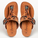 American Darling ADFTE105 Hand tooled carved genuine leather sandal by Hilason – Cowboy and equestrian accessories