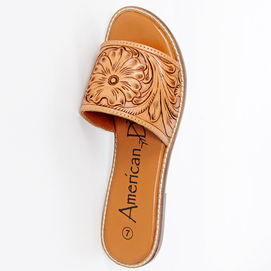 American Darling Hand Tooled, Carved Genuine Leather Sandal Footwear Flip Flop | Tooled