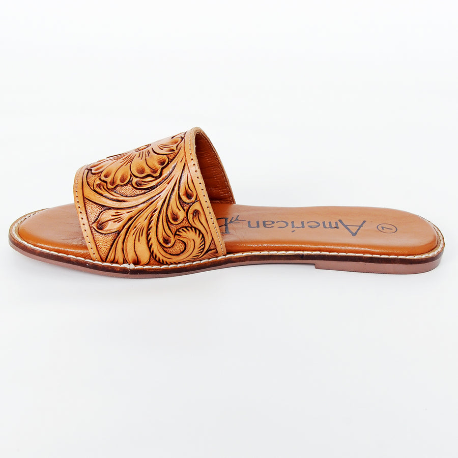 American Darling Hand Tooled, Carved Genuine Leather Sandal Footwear Flip Flop | Tooled