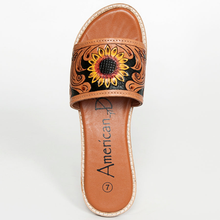 American Darling Hand Tooled, Carved Genuine Leather Sandal Footwear Flip Flop | Tooled
