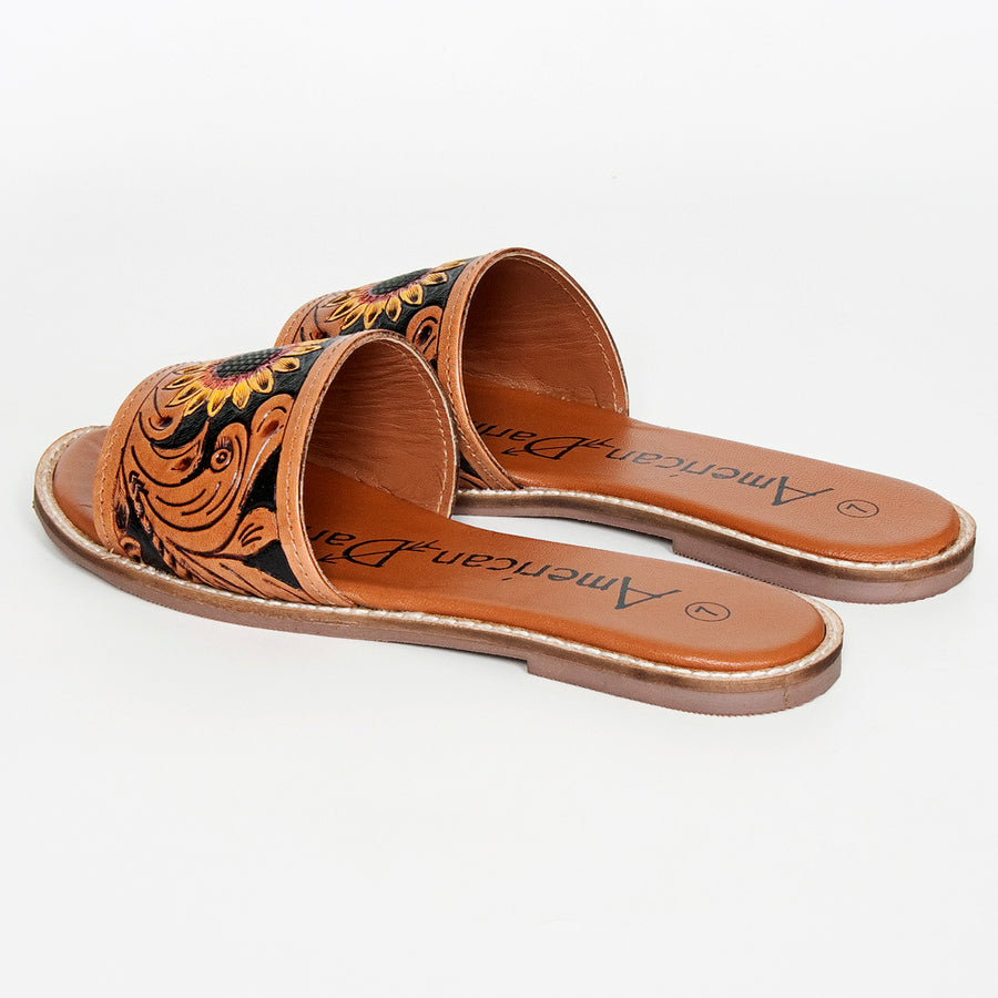 American Darling Hand Tooled, Carved Genuine Leather Sandal Footwear Flip Flop | Tooled