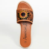 American Darling ADFTE106A Hand tooled carved genuine leather sandal footwear flip flop