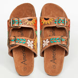 American Darling ADFTE107 Hand tooled carved genuine leather sandal by Hilason – Cowboy and equestrian accessories
