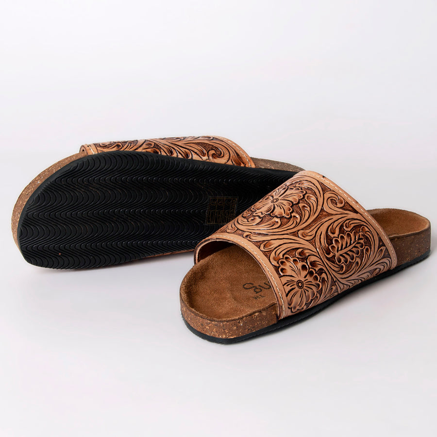 American Darling Hand Tooled, Carved Genuine Leather Sandal Footwear Flip Flop | Tooled