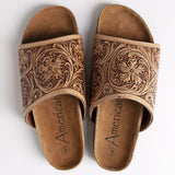 American Darling ADFTE108 Hand tooled carved genuine leather sandal footwear flip flop - Uhorse