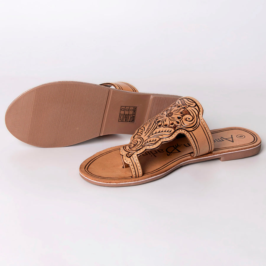 American Darling Hand Tooled, Carved Genuine Leather Sandal Footwear Flip Flop | Tooled