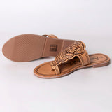 American Darling ADFTE109 Hand tooled carved genuine leather sandal footwear flip flop