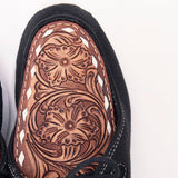 American Darling Hand tooled, carved genuine leather trim lightweight shoe footwear, slip on| Tooled Footwear